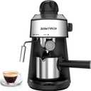 Espresso Machine 3.5 Bar 4 Cup Espresso Maker Cappuccino Latte Machine with Steam Milk Frother and Stainless Cup
 (Black)