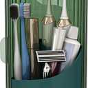 Dustproof Toothbrush Holders with Cover, Rotating Electric Toothbrush and Toothpaste Holder for Bathroom Countertop, 3 Slots Makeup Brushes Organizer, All Green
