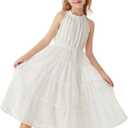 GRACE KARIN Girls Halter Neck Dress Sleeveless Casual A-line Flowy Summer Maxi Dress for 7 Years