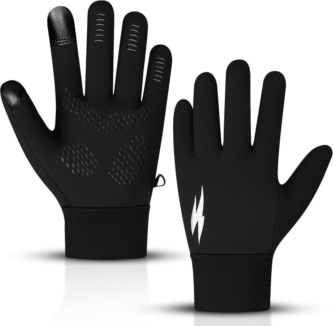 WESTWOOD FOX Winter Thermal Gloves Windproof Running Gloves Touch Screen Warm Anti Slip Silicone Cycling Gloves for Men Women,Elastic Cuff for Driving, Ski Running Football Sports (Black)