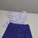 Eomenie Women's Swimsuit Tankini Set Modest Tummy Control Slimming Bathing Suits Two Piece Swim Suit with High Waisted Short, Medium, Blue and Striped 