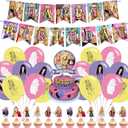 DOSSEL Hannah Singer Montana Music Theme Birthday Party Supplies Includes Birthday Banner, Cupcake Toppers, Cake Topper, Latex Balloons for Kids Adults Fans Party Decor