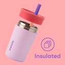 Owala Kids Insulation Stainless Steel Tumbler with Spill Resistant Flexible Straw, Easy to Clean, Kids Water Bottle, Great for Travel, Dishwasher Safe, 12 Oz, Navy and Blue (Home Base)
