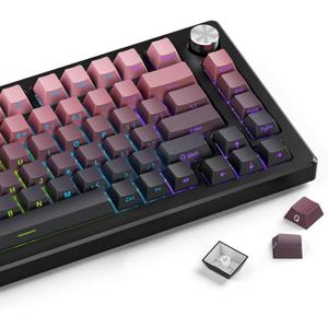 Gradient Side Print Keycaps Pink, Double Shot PBT Keycaps 75 Percent,Cherry Profile Shine Through Key Caps, Minimalist Style Custom Keycap Set for Mechanical Keyboards