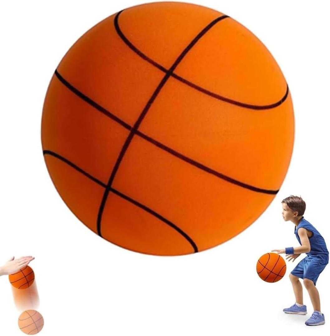 Silent Basketball Size 7 (29.5"), Soft Foam Indoor Basketball for Quiet Dribbling and Training, Grooved Airless Pro PU Foam Ball, Soundless Indoor Activities
