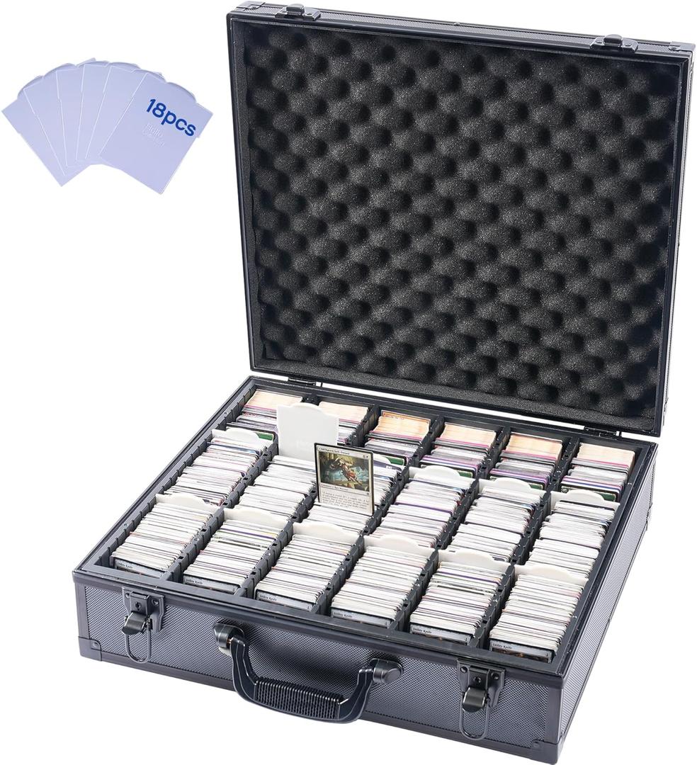 Trading Card Storage Box,Holds 6000+ Trading Cards,Baseball Cards Storage Box with 18 Dividers,Card Box for Sport Cards/TCG (Only for Standard cards)