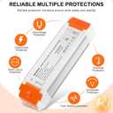 60W Dimmable LED Driver 12V DC Triac Constant Transformer, 120V AC to 12 Volt DC Lighting Low Voltage Power Supply, LED Light Transformer for Kitchens, Cabinets, Bedrooms 2 Pack