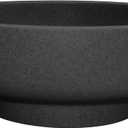 LIN CHUAN Large Decorative Bowl, Fruit Bowl for Kitchen Counter, Modern Resin Bowl for Home Decor, Key Holder for Entry Table, Artificial Stone Black