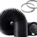 Funmit 4 Inch 10 Feet Flexible Adjustable Aluminum Dryer Vent Hose with 2 Metal Duct Clamp, PVC Tube Compatible with Most Dryers