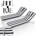 72''x 21''x 3'' Outdoor Chaise Lounge Cushions for Pool,Black Stripe,2Pcs