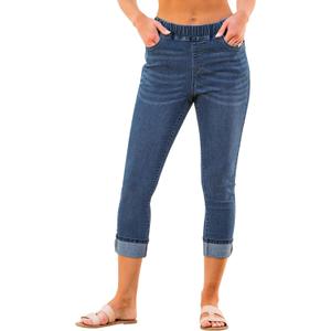 GRAPENT Pull On Jeans for Women High Waisted Skinny Capri Pants Trendy Stretch Denim Cropped Jeans Crop Jeggings Capris (Small, Vintage Dark Blue)