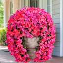 2Pcs UV Resistant Artificial Flowers for Outdoors, Realistic Faux Silk Bougainvillea Flowers, Fake Hanging Plants for Porch Patio Balcony Decoration (Rose red & Purple)