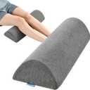 Knee Pillow for Back Sleeping, Memory Foam Leg Pillow for Back Pain, Under Leg Support for Sleeping, Half Moon Bolster Pillow (Standard, Gray)