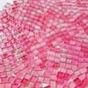 1.1LB 0.39" Square Pink Mix Crystal Glass Mosaic Tiles for Crafts, Mosaic Tiles for Crafts Bulk, Mosaic Pieces for Crafts, Mosaic Making Supplies