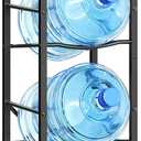 HOOBRO Water Jug Rack, Water Bottle Holder, 5 Gallon Water Jug Rack, 4-Tier Water Cooler Storage Rack, Water Dispenser Stand, for Kitchen, Living Room, Office, Rustic Brown and Black BF02ST01
