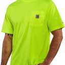 Carhartt Men's High-Visibility Force Relaxed Fit Lightweight Color Enhanced Short-Sleeve Pocket T-Shirt, Brite Lime, Small