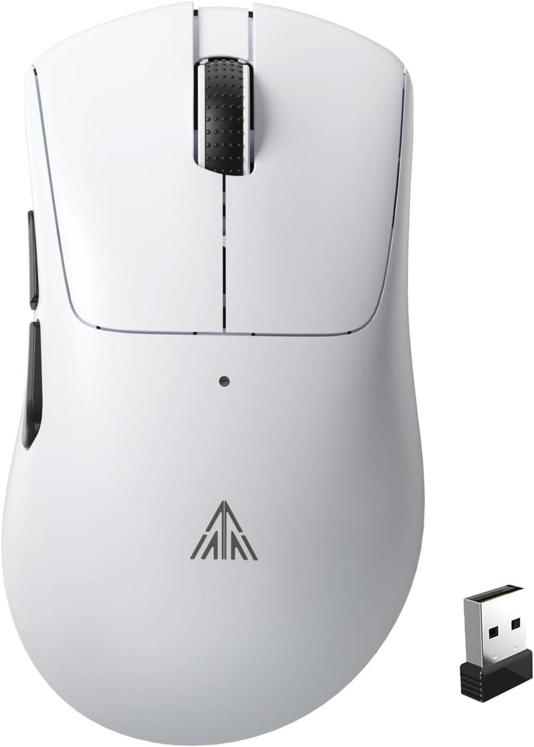 SOLAKAKA SM805 Lightweight Wireless Gaming Mouse,24000 DPI,Tri-Modes Connection,BT5.0/Type-C Wired/2.4G Wireless Mouse Gaming with 2 Side Buttons, Engineering Grip Custom Mouse for Gamer,White