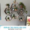 Comfify Rustic Wall Mounted Hexagonal Floating Shelves Set of 3 Honeycomb Shelves - Farmhouse Decor Honeycomb Wall Decor - Rustic White