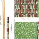 RUSPEPA Christmas Reversible Wrapping Paper Roll, Mini Roll, Vintage Christmas Bookshelf Design, Green with White Snowflake Pattern Gift Wrap Paper for Book Lover, Holiday Party, 17 Inches x 32.8 Feet