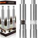 [2 Pieces] Premium Stainless Steel Salt Grinder and Pepper Mill Set for Pepper Sea Salt Himalayan Salt and Spices with Thumb Button for One Hand Operation