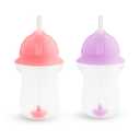 Munchkin Any Angle Weighted Toddler Straw Cups with Click Lock Lid, 10 Ounce, 2 Pack, Pink/Purple