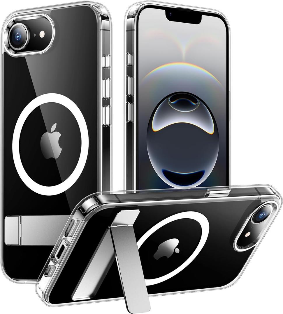 Temdan Magnetic Compatible with iPhone 16E Case, [Built-in Invisible Kickstand][Compatible with MagSafe][Military Grade Shockproof] Slim Thin Phone Case for iPhone 16E 6.1" 2025