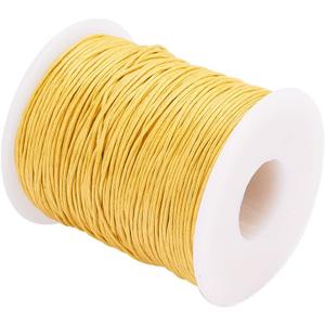 PH PandaHall 1mm Waxed Cotton Cord, 100 Yards Yellow Waxed Thread Beading String for Bracelet, Necklace, Jewelry, Waist Beads Making, Crafting, Macrame