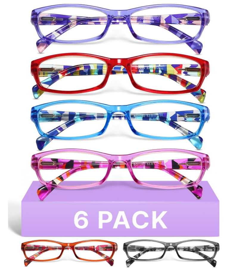 Gaoye 0.5 Reading Glasses for Women, 6 pack Fashion Readers for Women Spring Hinge Eye Glasses, Blue Light Reading Glasses
