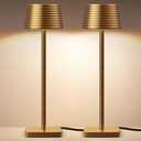 Set of Industrial 2 Bedside Table Lamp - 2 Level Brightness Dimmable LED Modern Desk Lamps Nightstand Table Light for Bedroom Living Room Office Bronze