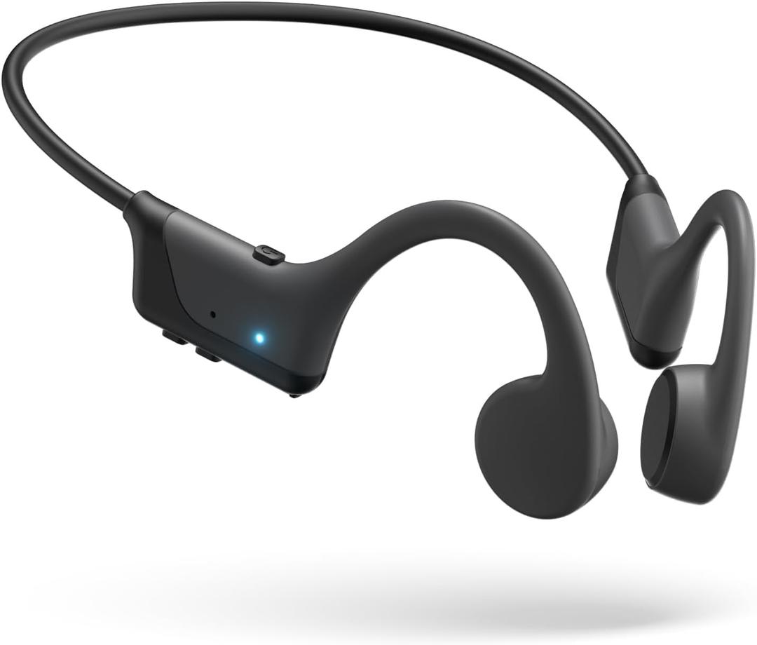 Bone Conduction Headphones, 2025 Upgrade Open-Ear Wireless Bluetooth Workout Headphones with Microphones, 8Hr Playtime, Waterproof Earphones for Sports, Running, Gym, Hiking, Cycling (Black)