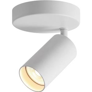 YORKCARE White LED Adjustable Track Light 2-Way, GU10 2 Light Fixed Rail with Rotating Heads, Modern Ceiling Spotlight Indoor for Kitchen Painting and Living Room (Bulb not Included)