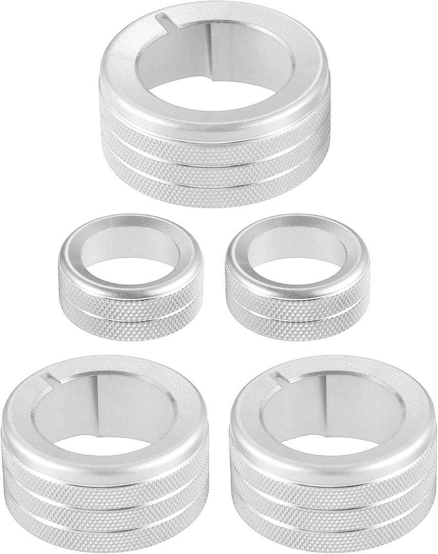5 Pcs AC Climate Control Knob Rings Compatible for Toyota 4runner 2010-2022, Durable Aluminum Alloy Silver Tone Interior Air Conditioning Knob Ring