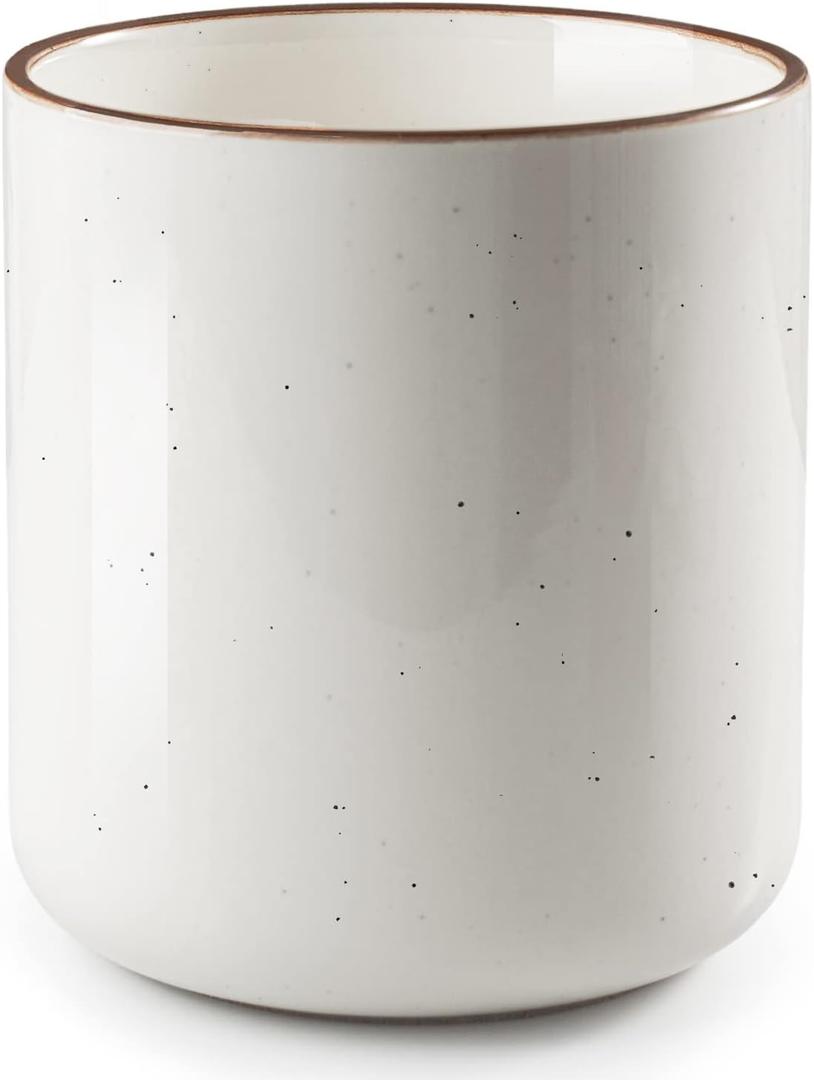 getstar Kitchen Utensil Holder, Large Ceramic Cooking Utensil Holder (H7.2 x W6.2) for Kitchen Counter with Cork Mat at Bottom, Farmhouse Decor