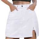 Women's Denim Mini Skort High Waisted Slit Casual Jean Skirt Shorts 5 Pockets