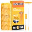 6 ft Heavy Duty Extendable Duster Handle with 50 Refills for Swiffer Duster, 360° Multi-Surface Dusters with 4X Cleaning Power for Home, Ceiling Fans, Windows, Dusting Hard-to-Reach Areas (Orange)