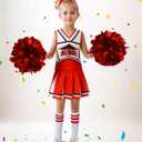 Cheerleader Outfit For Girls Halloween Costume For Kids  Cheer Uniform Set Fancy Dress For Party Birthday (Red, XS)