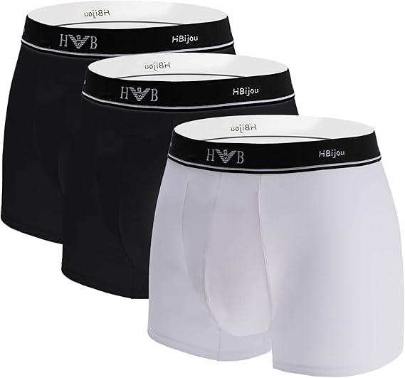 ODOMEIDIC Men's Underwear Boxer Brief Regular Long Men Pack with Quick-Dry Moisture Wicking, Large