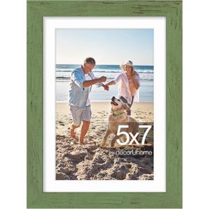 decorUhome 5x7 Picture Frame, Display Pictures 4x6 with Mat or 5x7 without Mat, Wall & Tabletop Display Photo Frame, Rustic Green, 1 Pack