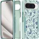 Plakill for Google Pixel 10 Case/Pixel 10 Pro Case - Women Cute Girls Cover Girly Kawaii Aesthetic Unique Design Blue Flowers Heavy Duty Protective Shockproof Phone Cover for Google 10/10 Pro