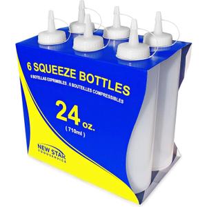 New Star Foodservice 26207 Squeeze Bottles, Plastic, 24 oz, Clear, Pack of 6 (24 Ounces)