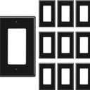 [10 Pack] BESTTEN 1-Gang Decorator Wall Plate, Standard Size, H4.53 x W2.76, Unbreakable Polycarbonate Outlet and Switch Cover, UL Listed, Black