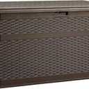 YITAHOME XXL 230 Gallon Large Deck Box, Double-Wall Resin Rattan Outdoor Storage Box with Flexible Divider for Patio Cushions Pool Float Garden Tools, 1000lbs Load Capacity Lockable Waterproof (Brown) (230 Gallon Rattan)