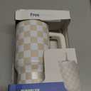 Frost Buddy Thicc Buddy - 16 oz Stainless Steel Vacuum Insulated Tumbler with Lid and Straw for Water - Travel Mug Cupholder Friendly - Gifts for Women Men Him Her (Beige Checkered)