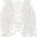 Flygo Women's Open Front Cotton Crochet Lace Boho Hippie Butterfly Vest Cardigan Coverup Sleeveless Irregular Hem (White)