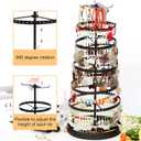 17Dec 6 Tier Rotating Jewelry Organizer Stand, 230 Holes Earring Holder Organizer for Women Girls, Spinning Earring Tree with Ring Holder, Wide Base for Bracelets Watches Lipstick