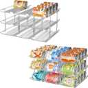 Attelite Can Organizer for Pantry, 6 Sets 3Tiers Can Storage Organizer Pantry, Soda Can Organizer for Fridge 72 Cans Rack Automatic Rolling Stackable Canned Food Organizer,Clear