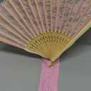 choyaxo Lace Handheld Chinese Folding Fan Bamboo Silk Folding Fan for Women Wedding Decoration Dancing Party,Pink