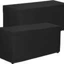 PLOYMONO Black Fitted Tablecloth, 2 Pack Table Clothes for 4 FT Rectangle Table, (48x24 Inch) Polyester Fabric Table Cover for Trade Craft Show, Buffet, Banquet, Wedding