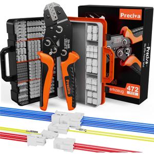 Preciva Mini-Fit Jr Kit Crimping Tool, with 12 Types 2-10 Pin Molex 4.2mm Connector, AWG 28-16 Terminals Terminals Crimping Pliers Compatible Dupont, Molex, KF2510