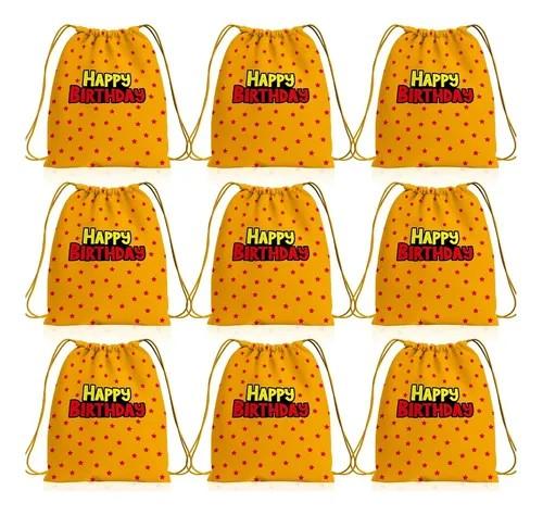 YusXirg 10PCS Anime Theme Drawstring Bags Yellow and Red Stars Birthday Party Decoration Goodie Bag Backpack for Birthday Party Supplier, Orange